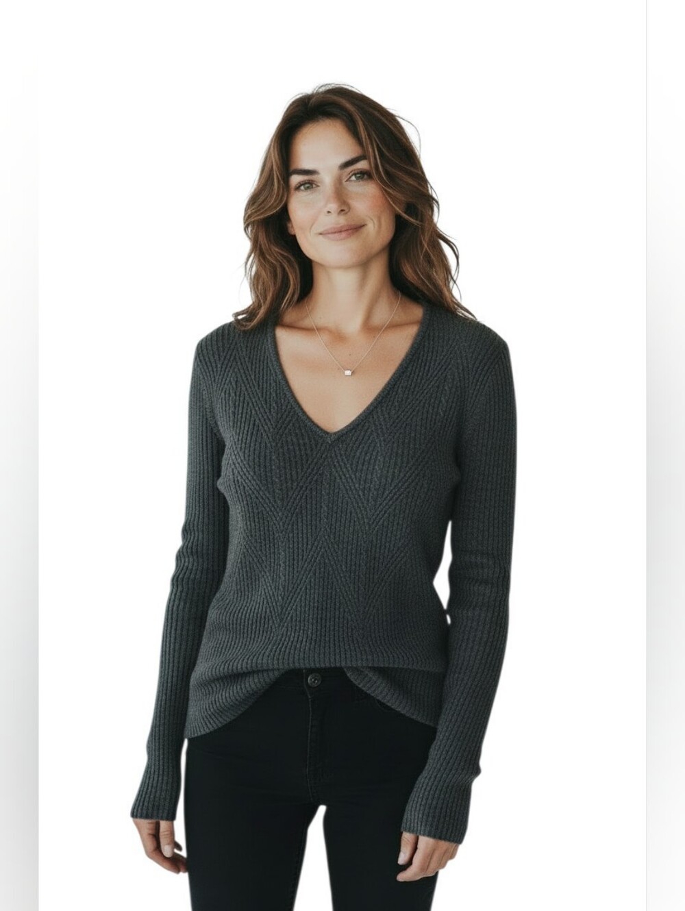 100% Merino Wool Textured Knit Top SZ S
